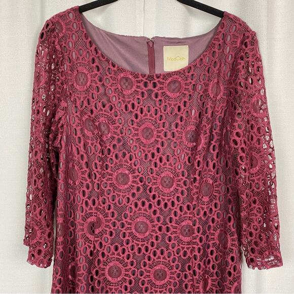 ModCloth Burgundy Crochet Lace Dress Sz.L - Picture 4 of 15